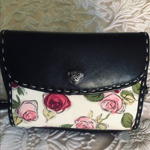 Brighton floral canvas and real leather trifold